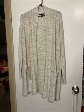 Eileen Fisher organic cotton  Cream Speckled Open Cardigan with Pockets medium